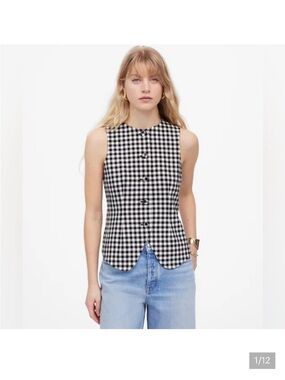 NWT Madewell Black and White Gingham Sleeveless Camisole size 12